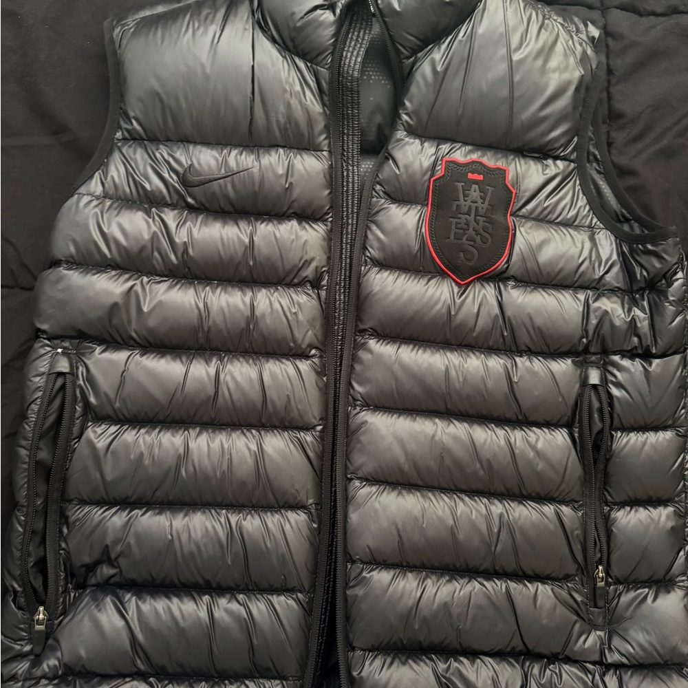 Black Puffer Vest with Logo Patch